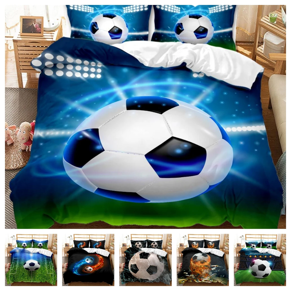 Hot Style Bedding Set 3d Digital Soccer Printing 2/3pcs Duvet Cover Set Single Twin Double Full Queen King Bedroom Decor
Hot Style Bedding Set 3d Digital Soccer Printing 2/3pcs Duvet Cover Set Single Twin Double Full Queen King Bedroom Decor