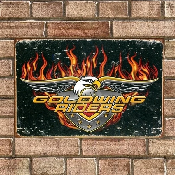 Novelty Sign Classic Fire Goldwing Riders Vintage Tin Sign Bar Pub Home Wall Decor Metal Art Poster Retro Tavern Cake Hambuger 
Novelty Sign Classic Fire Goldwing Riders Vintage Tin Sign Bar Pub Home Wall Decor Metal Art Poster Retro Tavern Cake Hambuger