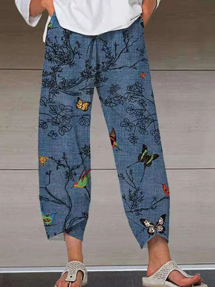 Vintage Summer Pants Women Casual Pants Digital Butterfly Printed Elastic Waist Wide Leg Pants Female Loose Trousers M-5XL New
Vintage Summer Pants Women Casual Pants Digital Butterfly Printed Elastic Waist Wide Leg Pants Female Loose Trousers M-5XL New