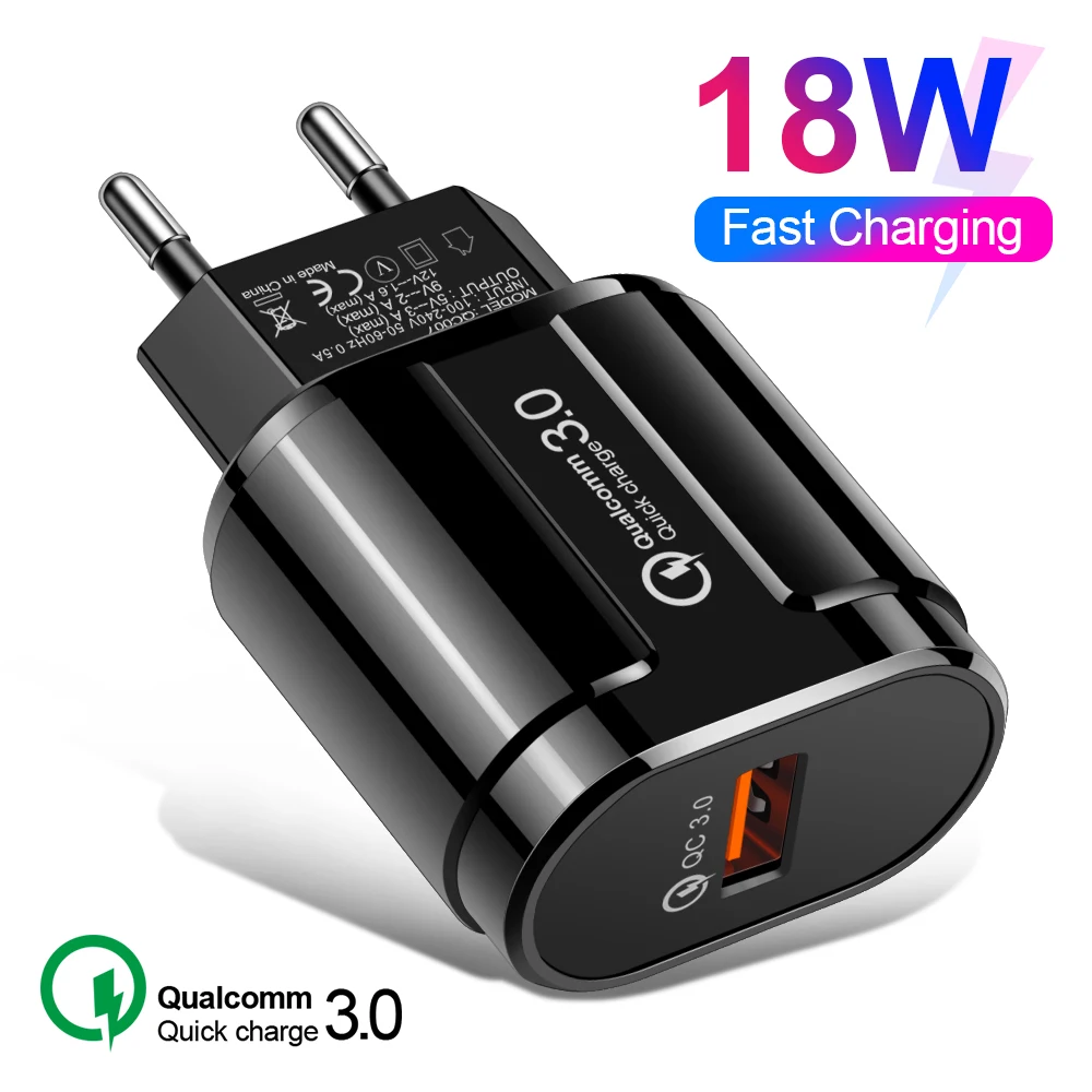 Quick Charge 3.0 USB Charger QC 3.0 Wall Mobile Phone Charger for iPhone 11 7 X Xiaomi Mi 9 Tablet iPad EU Fast Charging Adapter 
Quick Charge 3.0 USB Charger QC 3.0 Wall Mobile Phone Charger for iPhone 11 7 X Xiaomi Mi 9 Tablet iPad EU Fast Charging Adapter