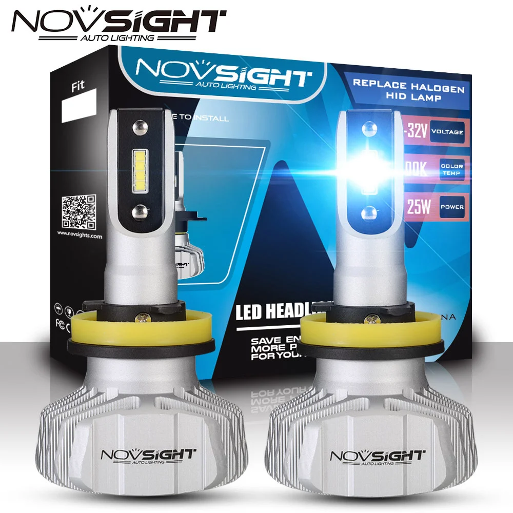 

NOVSIGHT LED Car Headlight H4 Hi/Lo Beam H7 H1 H3 H8 H9 H11 H13 9005 9006 9007 50W 10000LM 6500K Auto Headlamp Fog Light Bulbs