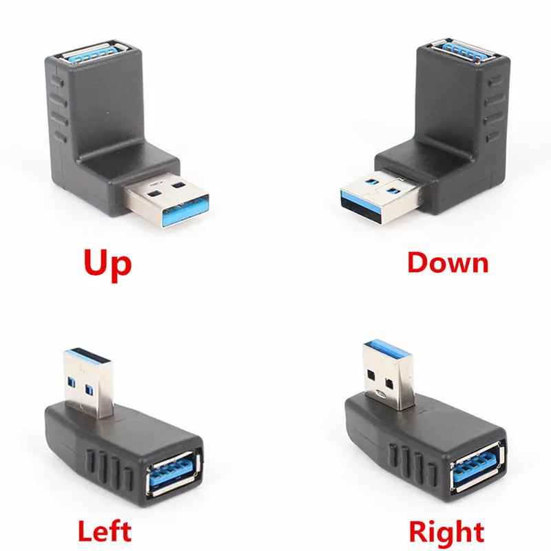 

2 шт./лот 90 градусов левый/правый/вверх/вниз угол USB 3,0 тип А штекер-гнездо M/F адаптер соединитель