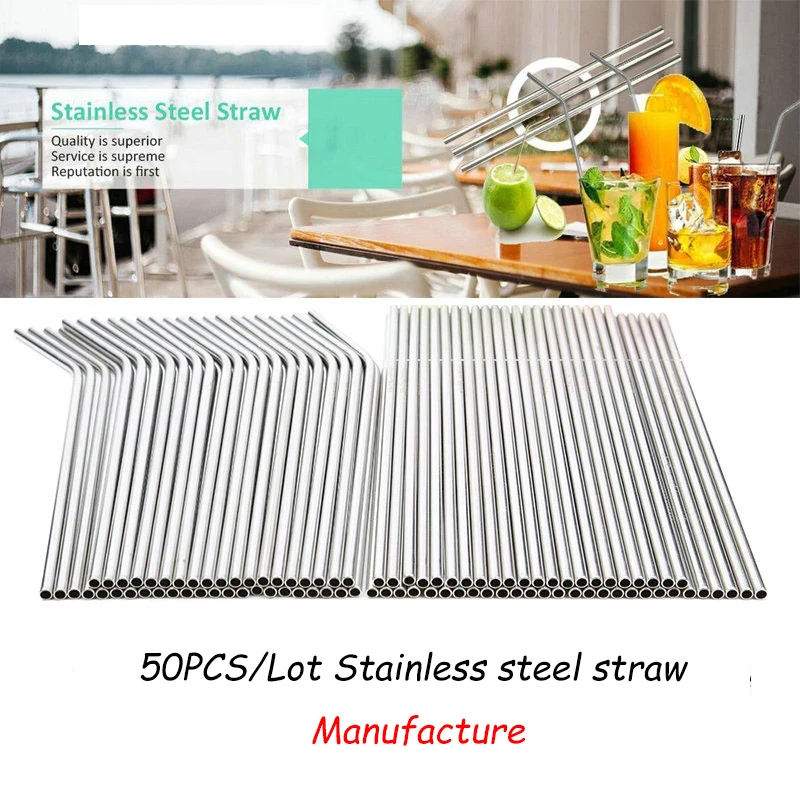 50 PCS/Lot Reusable 304 Stainless Steel Metal Beverage Straws Straight Bent Cleaner Brush Manufacture Wholesale Custom-made Logo
50 PCS/Lot Reusable 304 Stainless Steel Metal Beverage Straws Straight Bent Cleaner Brush Manufacture Wholesale Custom-made Logo