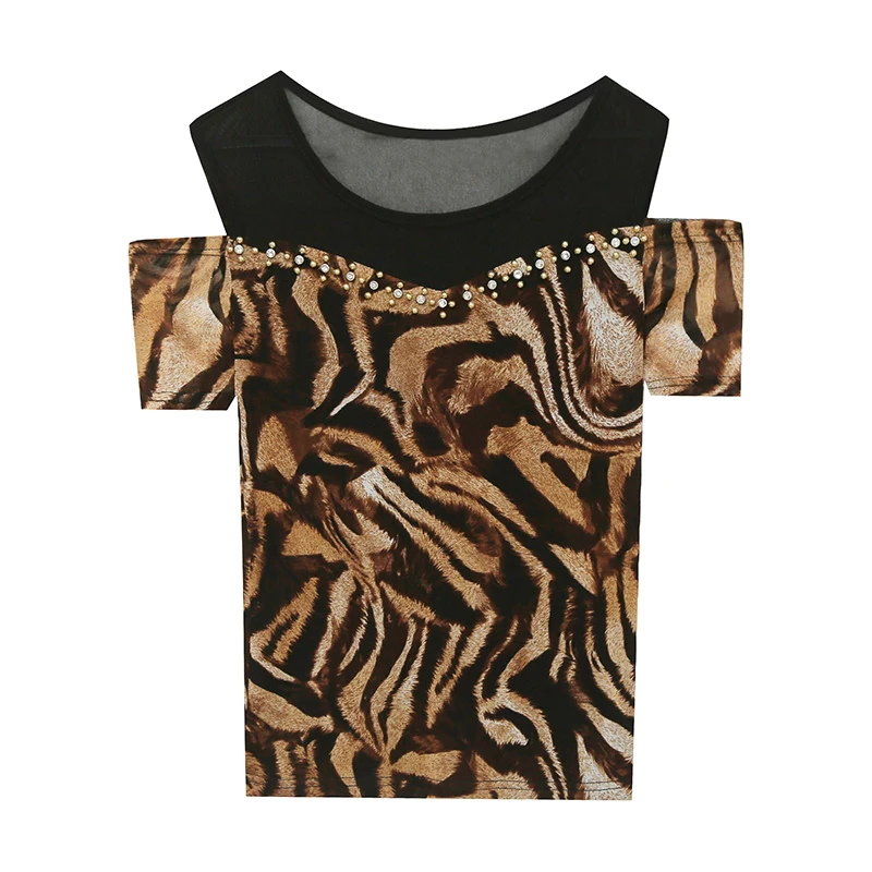New 2021 Summer Women's T-Shirt Fashion Slim Mesh Stitching Hollow Beaded Short Sleeve Tops Plus Size Female Shirt
New 2021 Summer Women's T-Shirt Fashion Slim Mesh Stitching Hollow Beaded Short Sleeve Tops Plus Size Female Shirt
