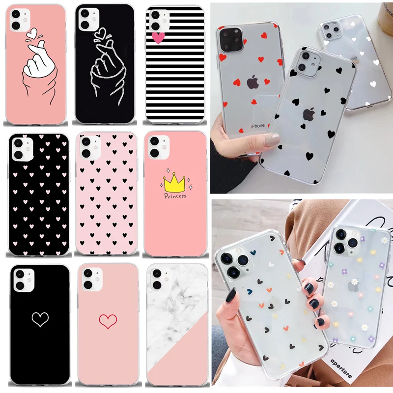 Силиконовый чехол с сердечками для iPhone 11 Pro X XR XS Max 7 8 6 6s Plus SE 2020 мягкий из ТПУ apple