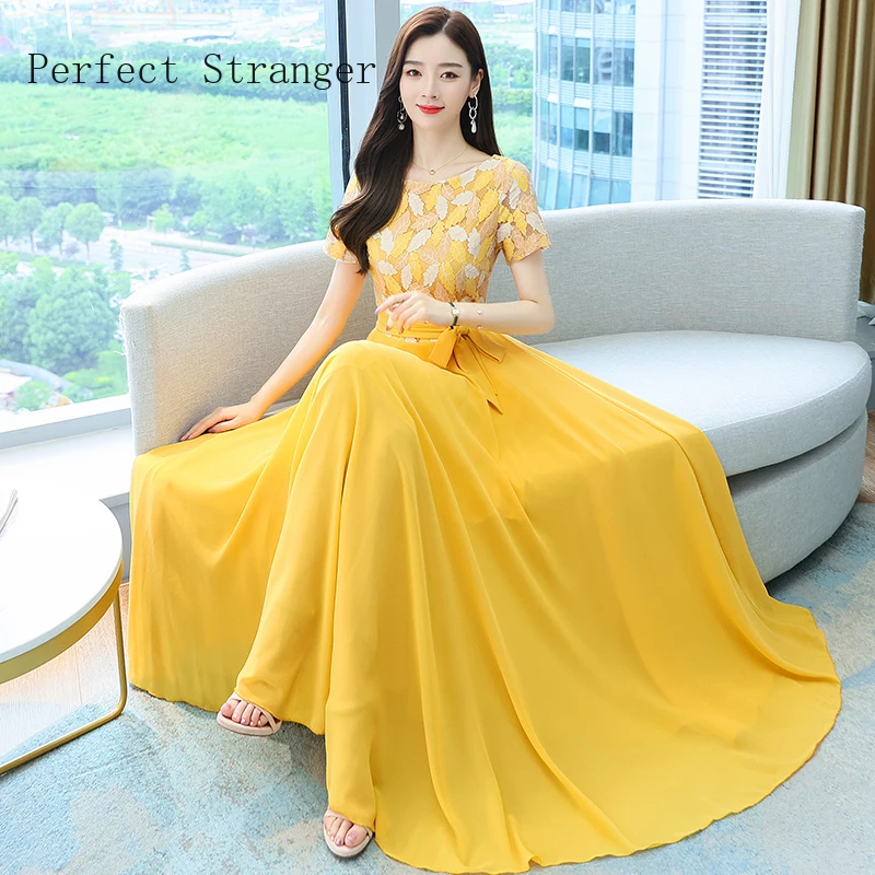 2021 Summer New Arrival Elegant Hot Sale Round Collar Lace Chiffon Long Women Dresses M-4XL
2021 Summer New Arrival Elegant Hot Sale Round Collar Lace Chiffon Long Women Dresses M-4XL
