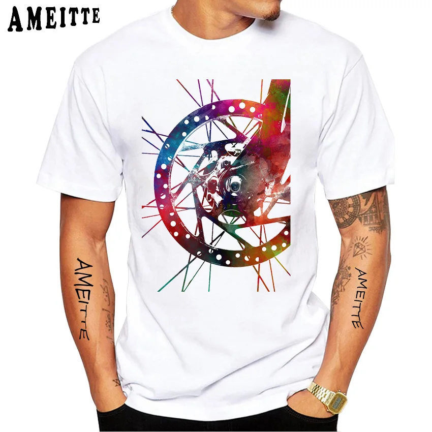 

AMEITTE New Summer Men Short Sleeve Cycling Sport Bikes Print T-Shirt Vintage Bicycles Design Hip Hop Boy Tops White Casual Tees