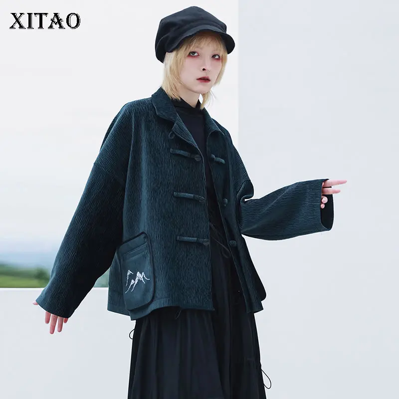 XITAO куртка с вышивкой модная новая женская элегантная винтажная маленькая свежая