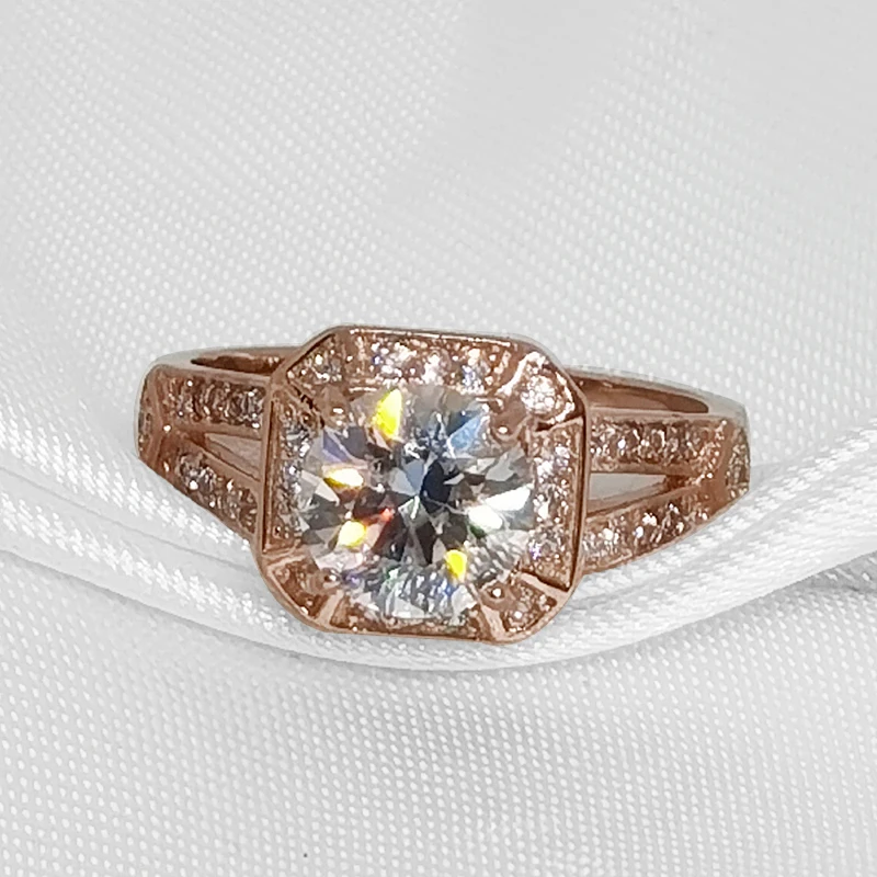 

[MeiBaPJ Муассанит модное кольцо с бриллиантом 1,5 карат VVS1 925 Стерлинговое Серебро 18K позолоченные изящные свадебные украшения для женщин