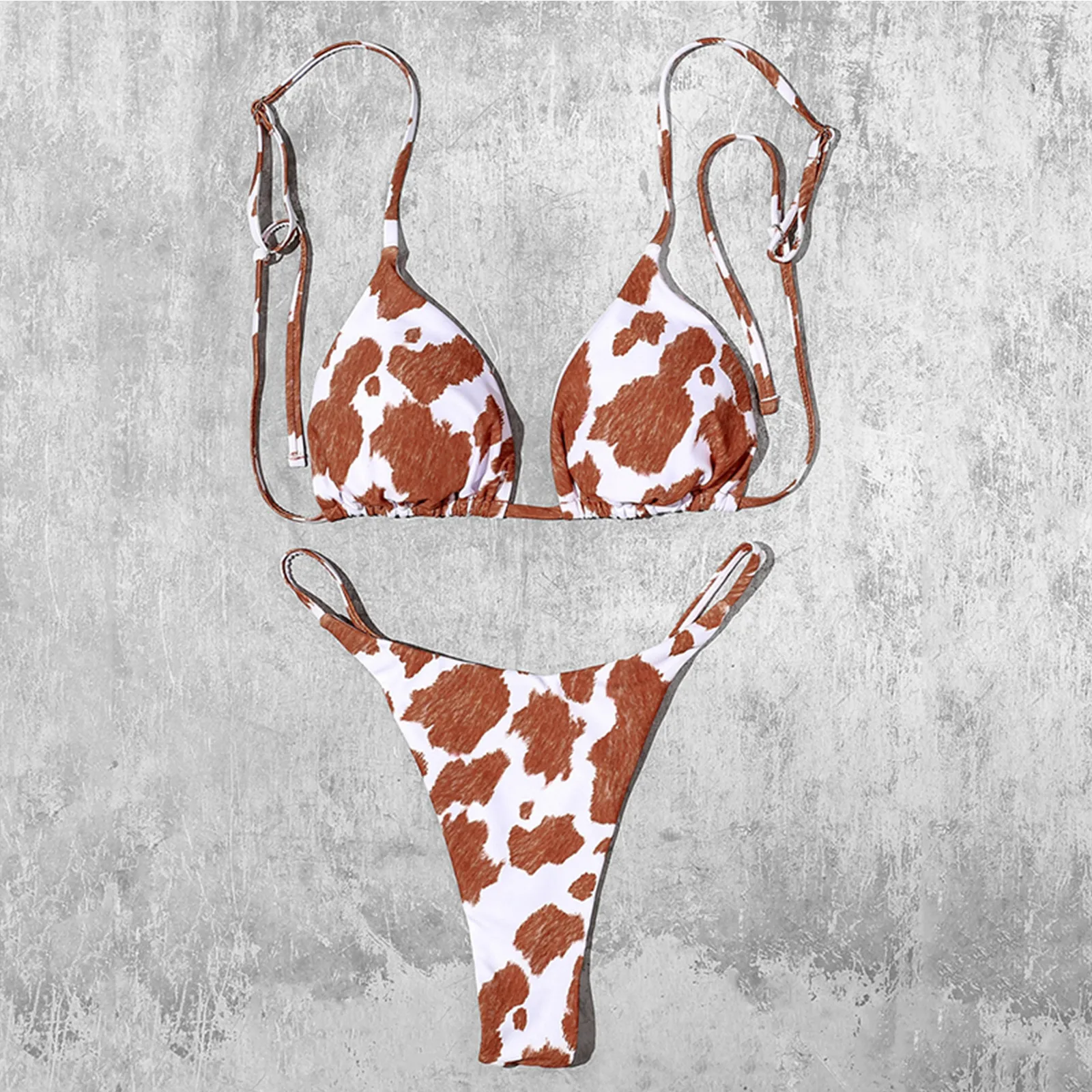 

Bikini Sexy Printed swimsuit cow split strappy Women swimsuit print Swimwears Tankinis Set women's beach swimming trunks