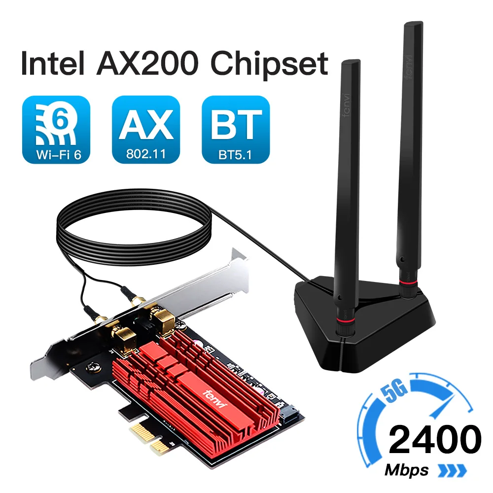 Wi-Fi адаптер Wifi6 3000 Мбит/с Беспроводной 2 4G/5 ГГц 802.11ac/ax Bluetooth 5 1 AX200NGW карта для ПК и
