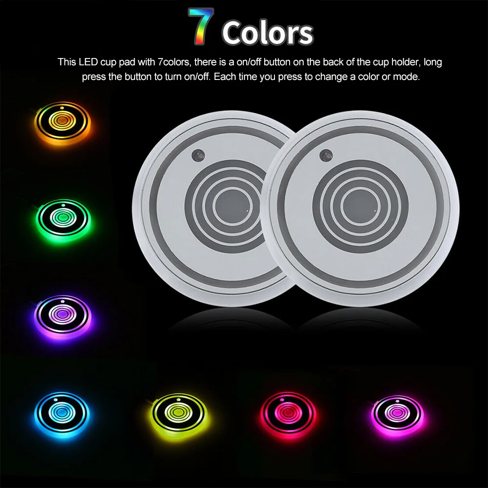 1pair Three Modes Acrylic Multifunctional 7 Colors Changing LED Car Lights Battery Powered Coaster Interior Cup Holder Universal
1pair Three Modes Acrylic Multifunctional 7 Colors Changing LED Car Lights Battery Powered Coaster Interior Cup Holder Universal