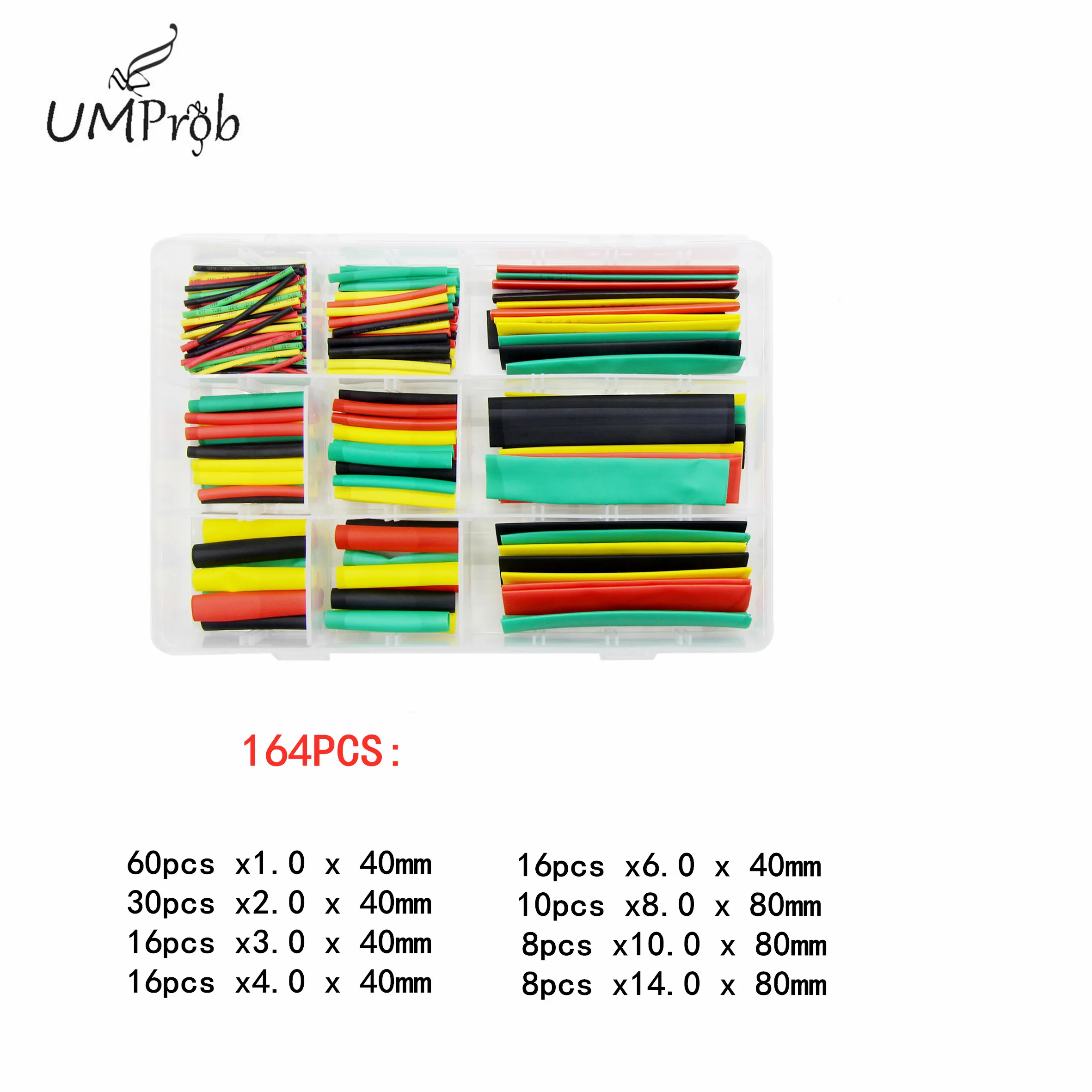 

127/164/328/530PCS Box Heat Shrink Tube Kit Shrinking Assorted Polyolefin Insulation Sleeving Heat Shrink Tubing Wire Cable 2:1