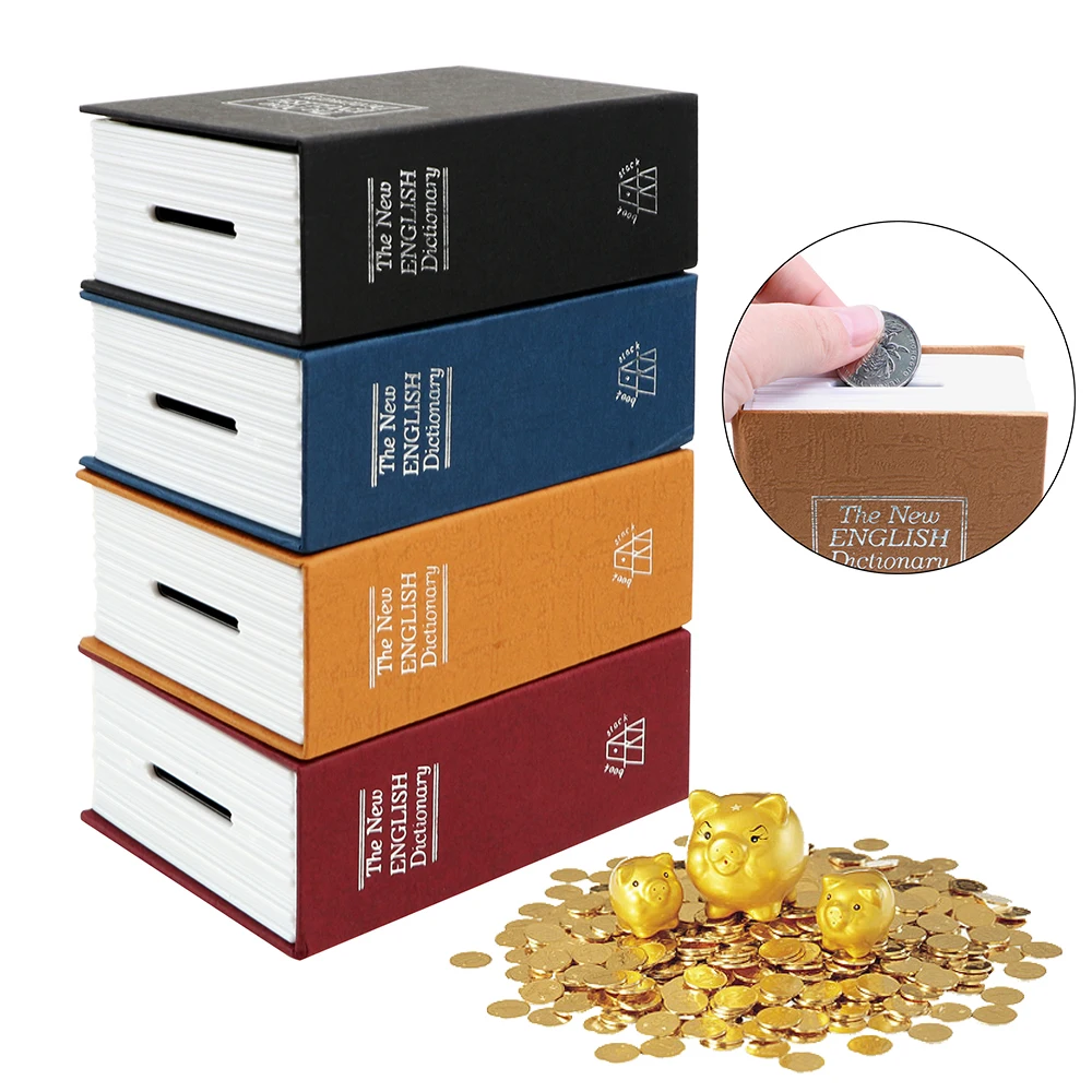 

Book Money Saving Box Creative Dictionary Coin Piggy Banks With Hidden Secret Security Safe Lock Birthday Gift for Kids