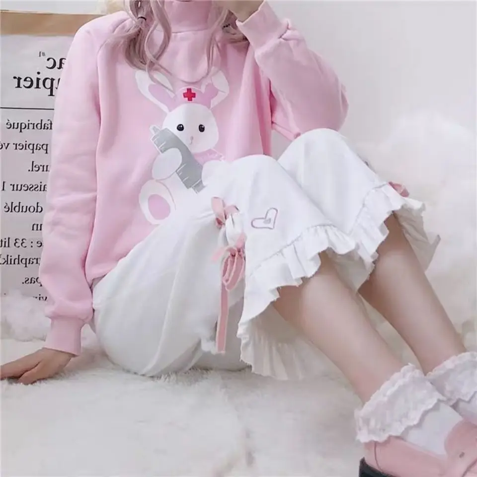Pure cotton spring and autumn Japanese soft girl cute rabbit casual loose Ruffle wide leg pants female student high waist Capris
Pure cotton spring and autumn Japanese soft girl cute rabbit casual loose Ruffle wide leg pants female student high waist Capris