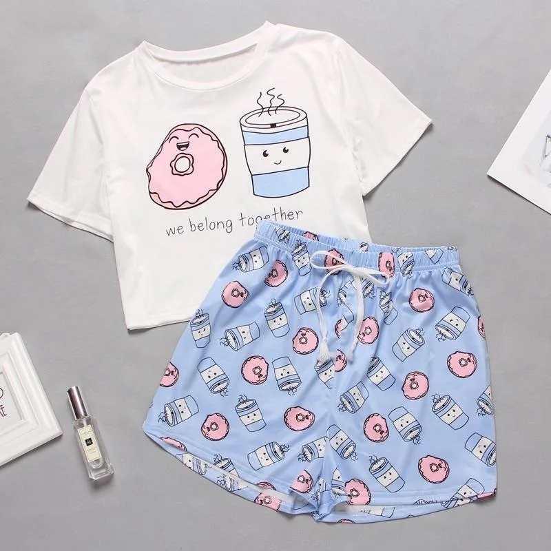 Women's Sleepwear Cute Cartoon Print Short Set Pajamas for Women Pajama Set Sweet Short Sleeve T Shirts & Shorts Summer Pijama
Women's Sleepwear Cute Cartoon Print Short Set Pajamas for Women Pajama Set Sweet Short Sleeve T Shirts & Shorts Summer Pijama