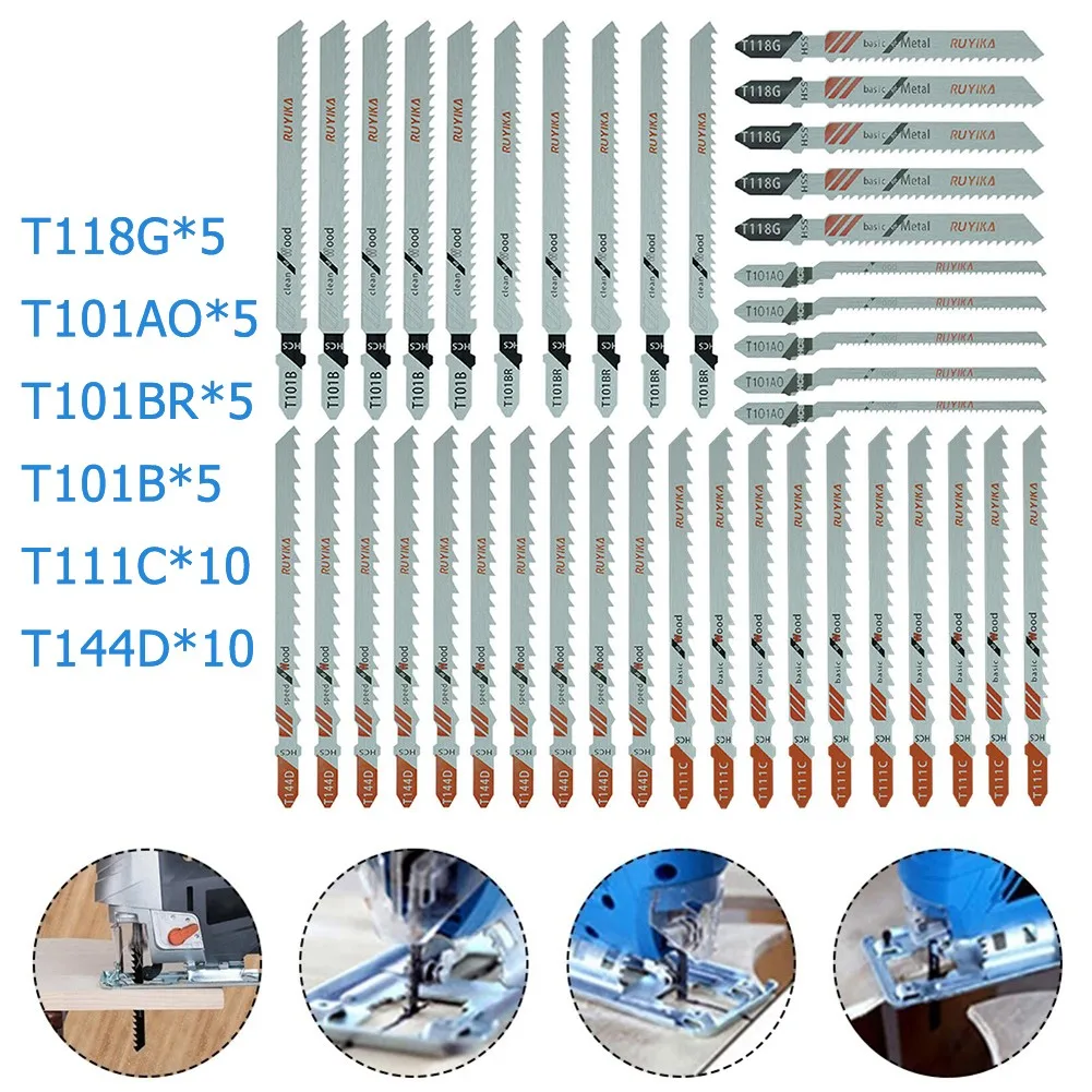 40PCS Reciprocating Saw Blade Wood Metal Power Tool Jigsaw Blade For RUYIKA Makit Jigsaw Blade Set T-shaft PVC Pipe Cut Blade
40PCS Reciprocating Saw Blade Wood Metal Power Tool Jigsaw Blade For RUYIKA Makit Jigsaw Blade Set T-shaft PVC Pipe Cut Blade
