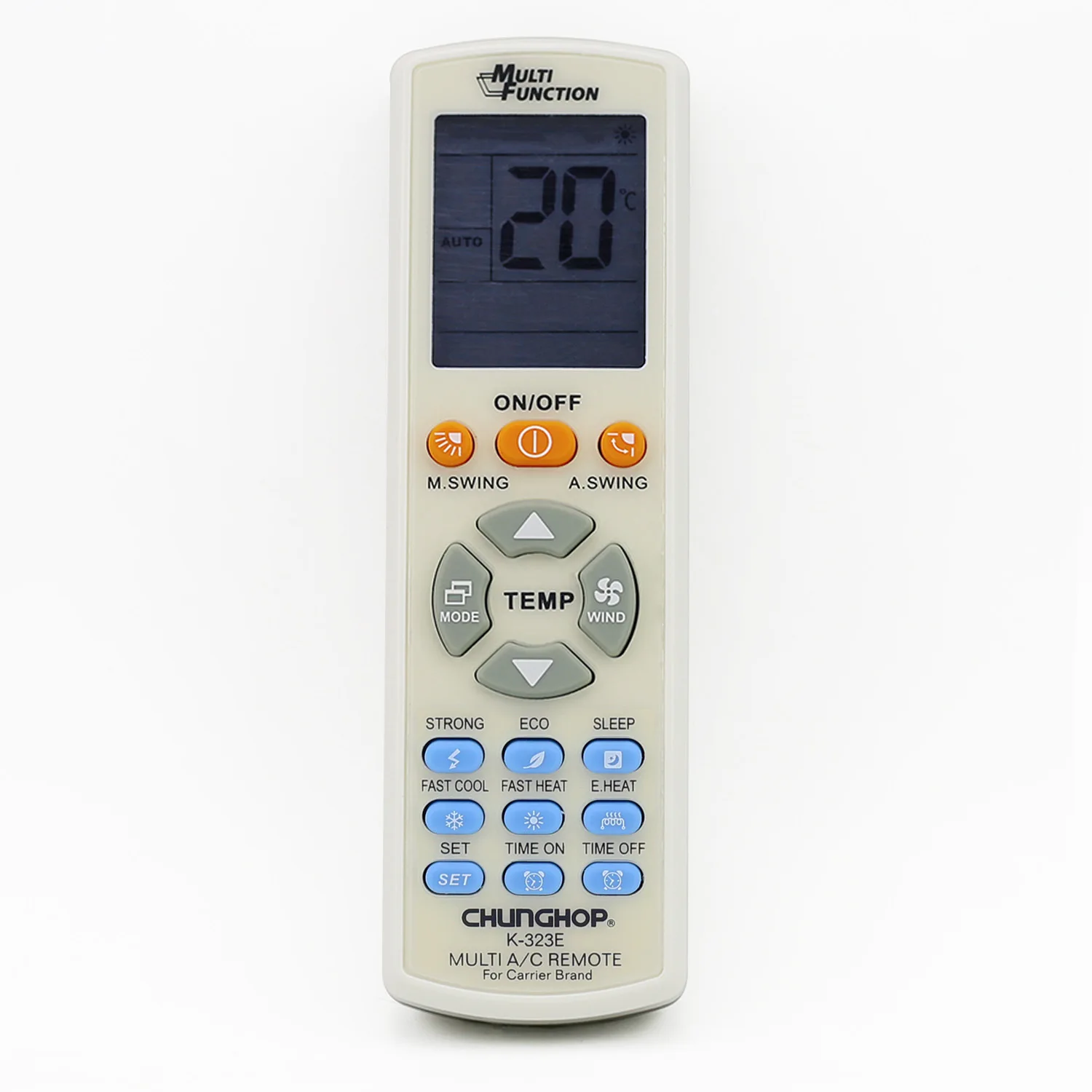 Chunghop k-323e is suitable for carrier air conditioner universal remote control, brand new original Zhonghe brand
Chunghop k-323e is suitable for carrier air conditioner universal remote control, brand new original Zhonghe brand