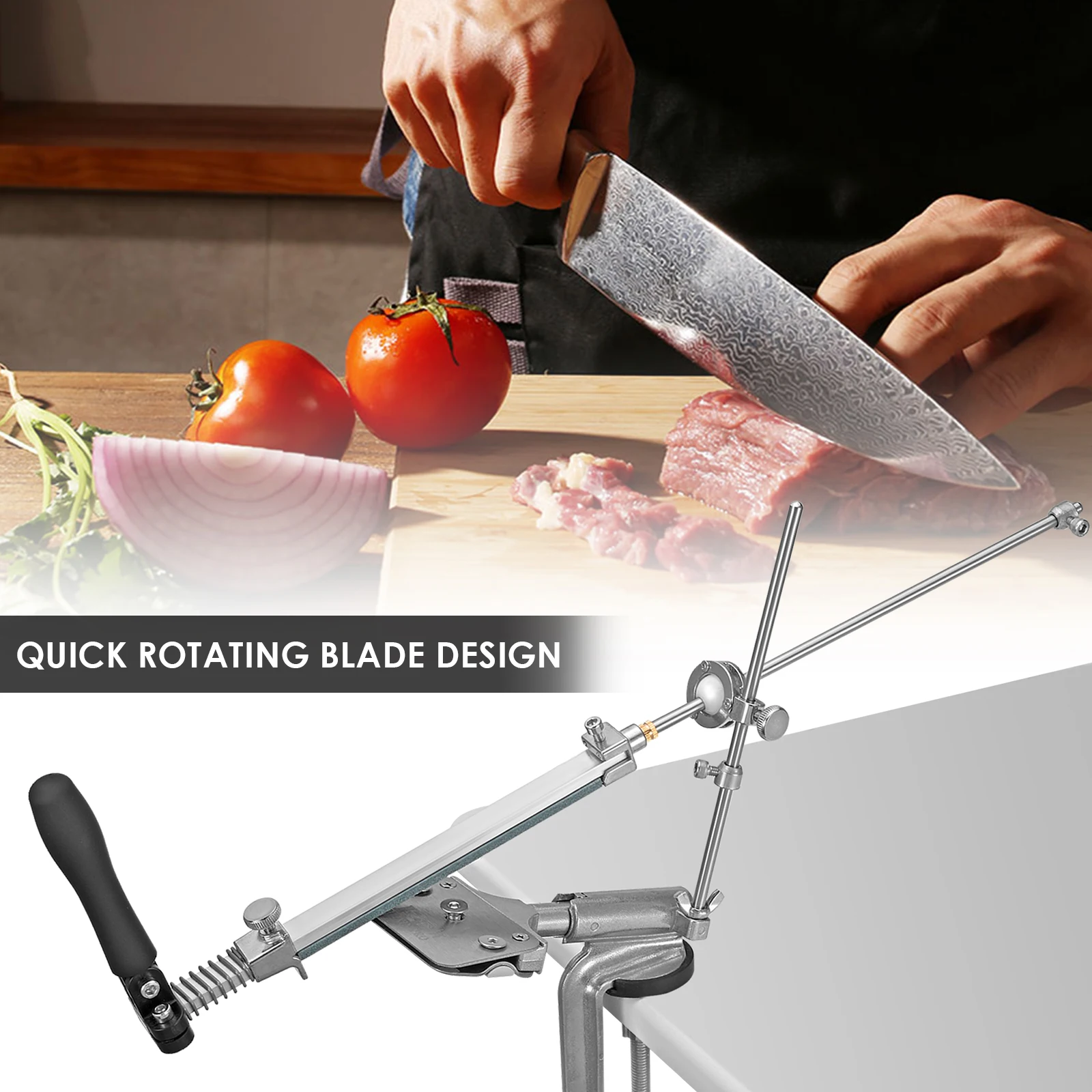 Stainless Steel Knife Sharpener 360° Rotation Fixed-Angle Knife Sharpener Professional Kitchen Sharpening Tool + 4 Grindstones
Stainless Steel Knife Sharpener 360° Rotation Fixed-Angle Knife Sharpener Professional Kitchen Sharpening Tool + 4 Grindstones