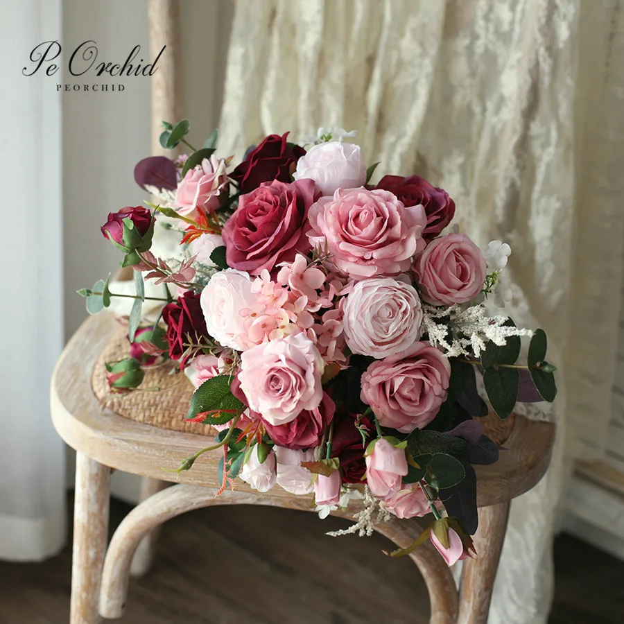PEORCHID Dusty Pink&Maroon Wedding Bouquets flowers Bride Silk Artificial Bouquet Chic Luxury Rose Bridal Hand Holding Flowers
PEORCHID Dusty Pink&Maroon Wedding Bouquets flowers Bride Silk Artificial Bouquet Chic Luxury Rose Bridal Hand Holding Flowers