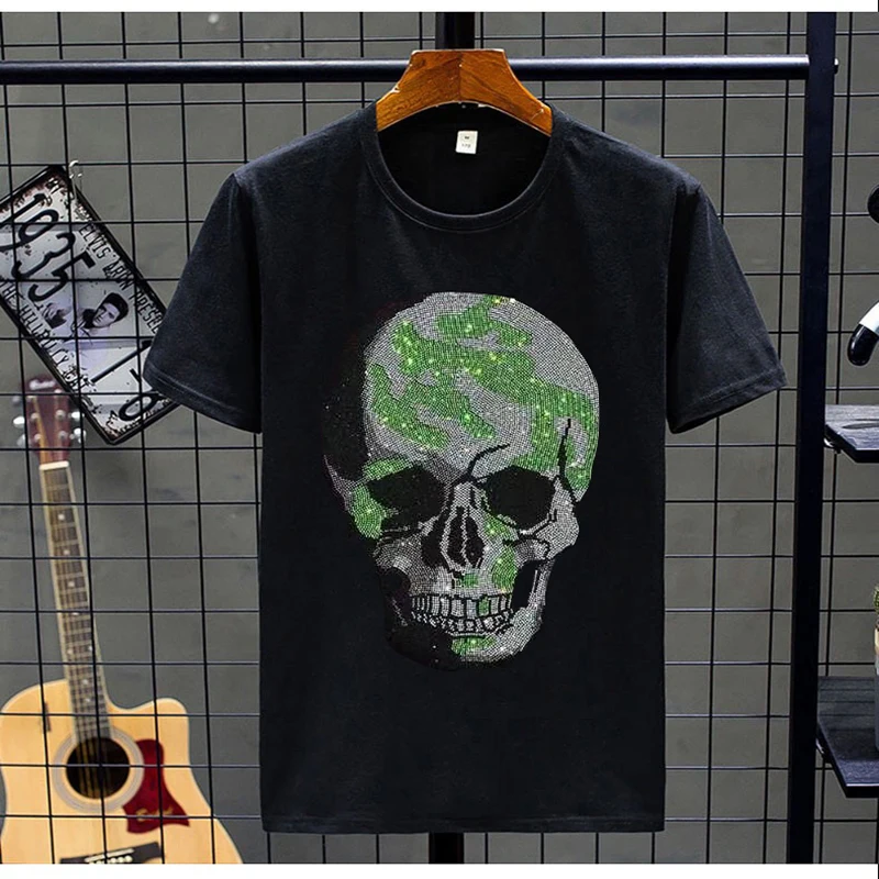 Summer Casual Men T-Shirt Letters Hot Drill Skulls Tees Rhinestone High Qualit Modal Cotton Party O-Neck Short Sleeves Plus 5 XL
Summer Casual Men T-Shirt Letters Hot Drill Skulls Tees Rhinestone High Qualit Modal Cotton Party O-Neck Short Sleeves Plus 5 XL
