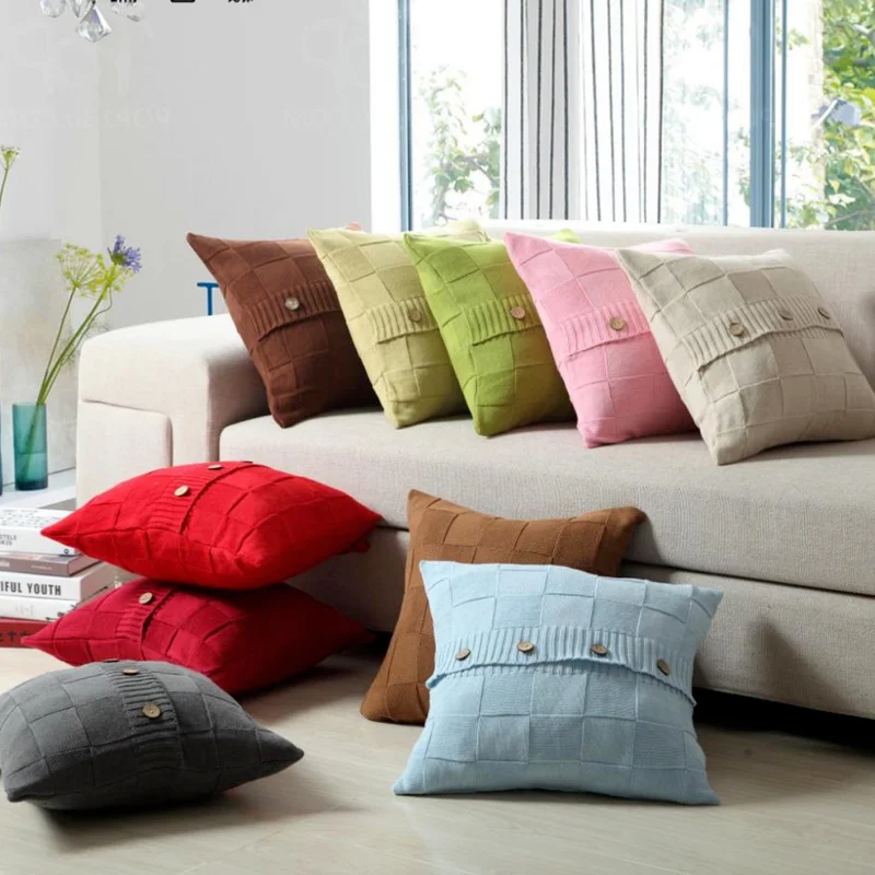 YIRUIO Couch Throw Pillow Cover Comft Plaid Jacquard Button Knitted Cushion Cover 45*45cm Home Soft Outfit Design Pillow Case
YIRUIO Couch Throw Pillow Cover Comft Plaid Jacquard Button Knitted Cushion Cover 45*45cm Home Soft Outfit Design Pillow Case