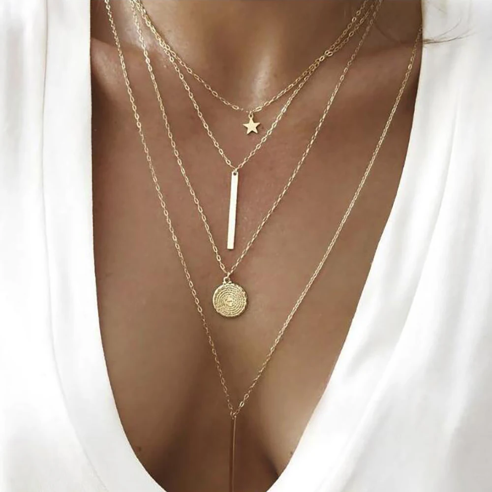 FNIO богемное модное нежное геометрическое хрустальное ожерелье с кисточкой