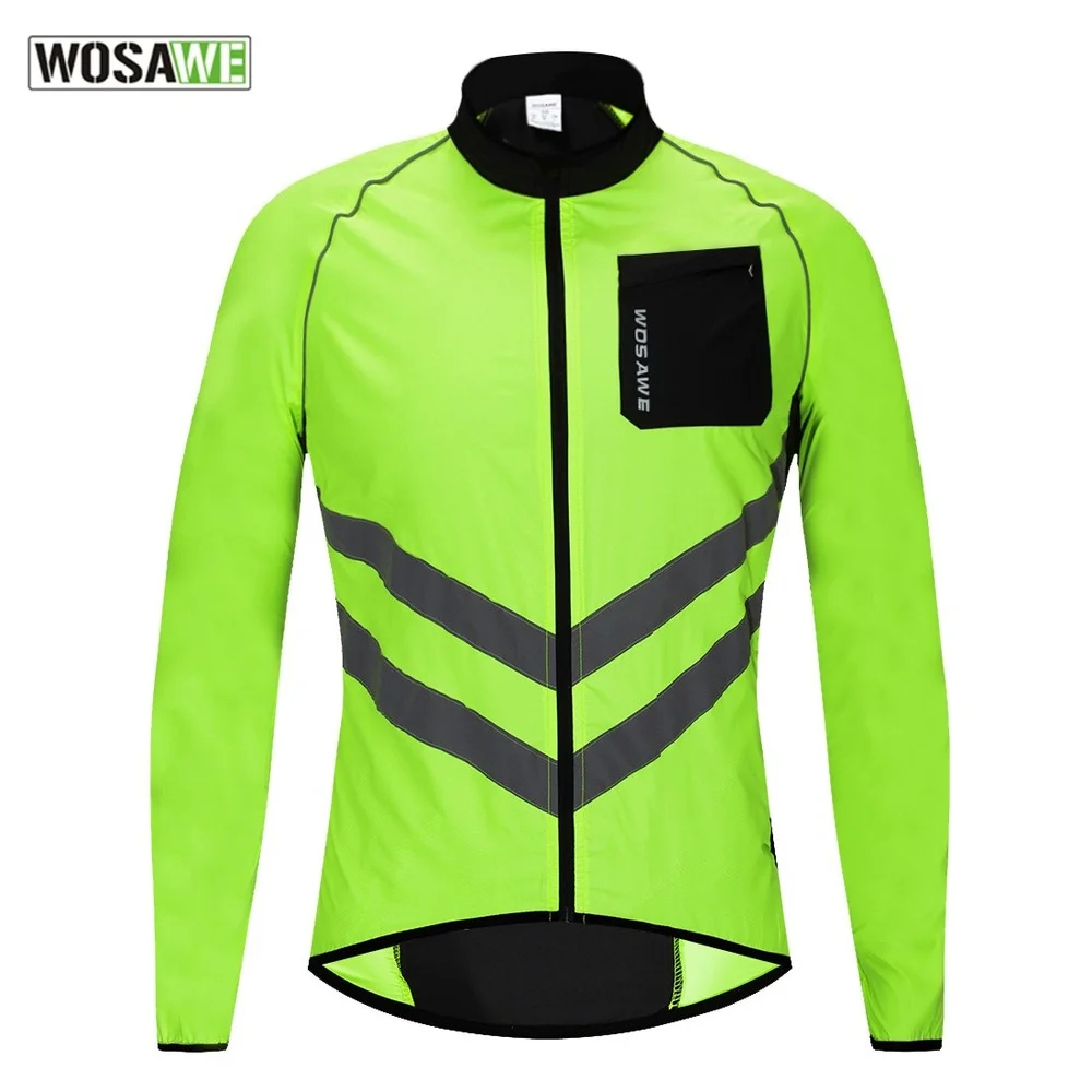 

Светоотражающая ветрозащитная куртка WOSAWE, ветровка для горного велосипеда, бега, рыбалки, велосипедная куртка с длинным рукавом, Мужская велосипедная Джерси