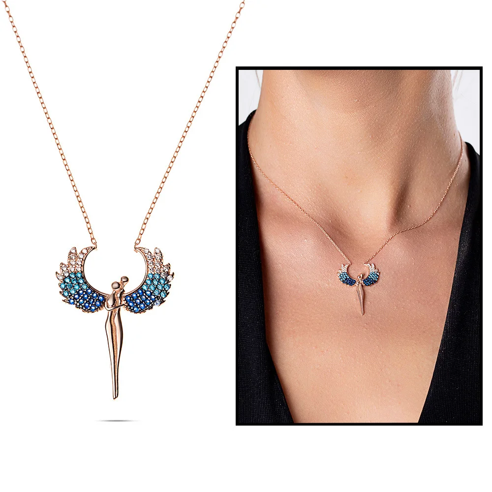 Blue-white Zircon Cubic Zirconia Double Angel Design 925 Sterling Silver Ladies Pendant
Blue-white Zircon Cubic Zirconia Double Angel Design 925 Sterling Silver Ladies Pendant