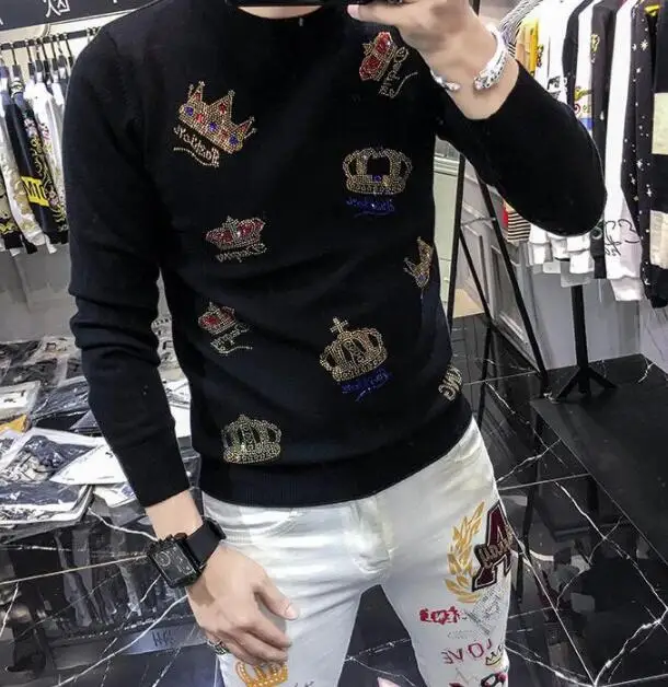 Drop shipping hot diamond crown sweater men's fashion brand autumn winter men's long sleeve young man sweater
Drop shipping hot diamond crown sweater men's fashion brand autumn winter men's long sleeve young man sweater