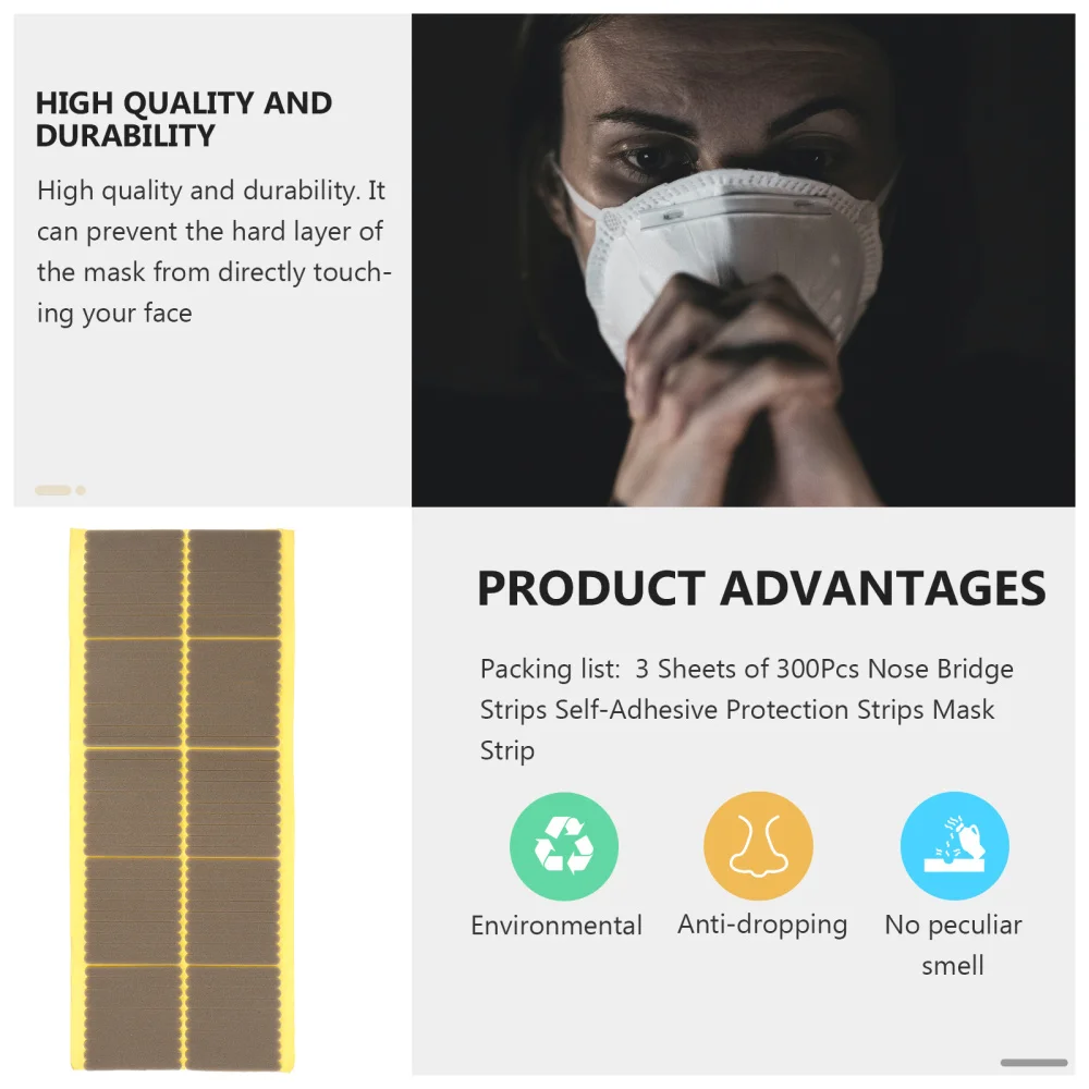3 Sheets of 300Pcs Mask Sponge Strips Nose Bridge Pads Seal Nose Cushions 
3 Sheets of 300Pcs Mask Sponge Strips Nose Bridge Pads Seal Nose Cushions