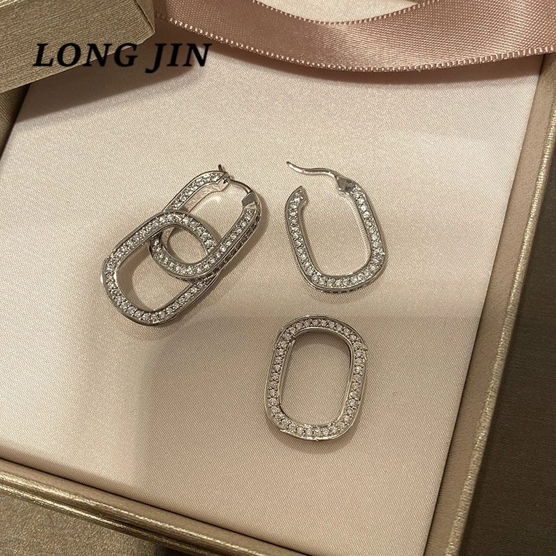 Double Hoop Earrings Summer Full Zircon U-Shaped Detachable Oval Super Flash Trend Silvery Exaggerated Earring Ornament
Double Hoop Earrings Summer Full Zircon U-Shaped Detachable Oval Super Flash Trend Silvery Exaggerated Earring Ornament