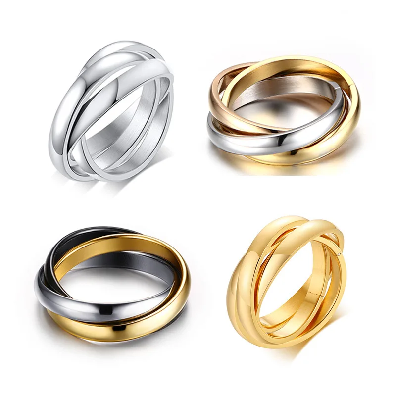 Classic 3 Rounds Ring Sets Women Stainless Steel Wedding Engagement Female Finger Jewelry 
Classic 3 Rounds Ring Sets Women Stainless Steel Wedding Engagement Female Finger Jewelry