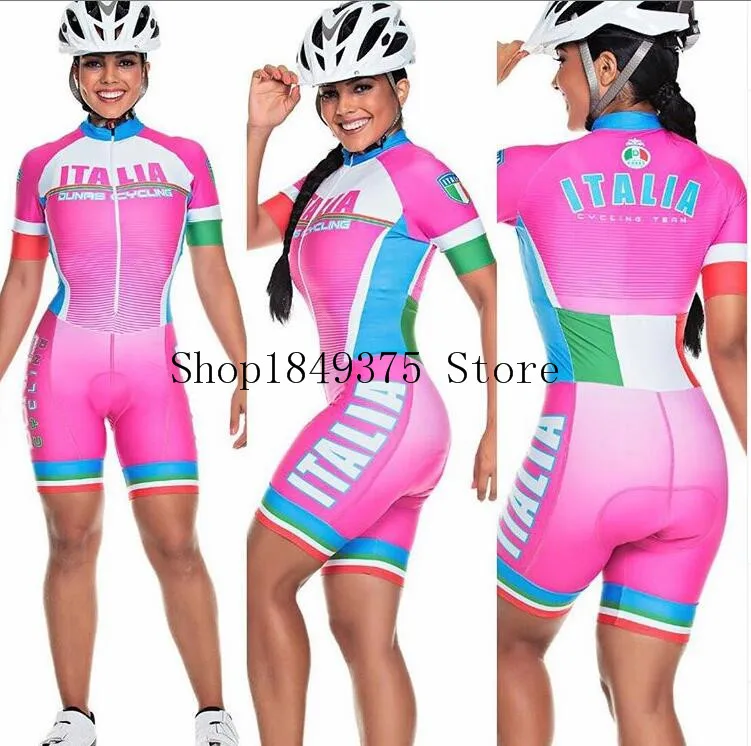 2020 Pro Team триатлон костюм розовый женский короткий рукав Велоспорт Джерси Skinsuit
