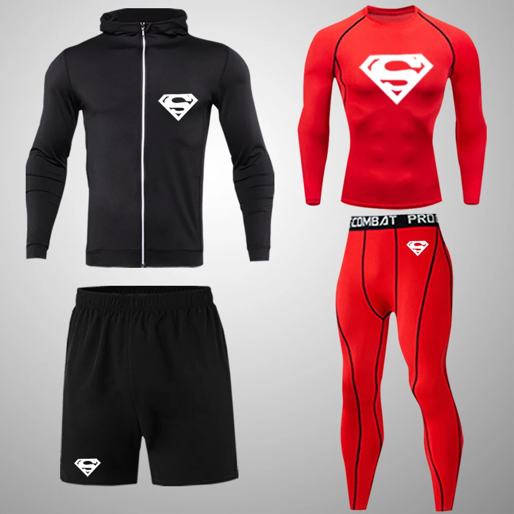 4PCS/Set Men's Running Set Gym Legging Thermal Underwear Compression Fitness MMA Rashguard Male Quick-Drying Tights Track Suit
4PCS/Set Men's Running Set Gym Legging Thermal Underwear Compression Fitness MMA Rashguard Male Quick-Drying Tights Track Suit