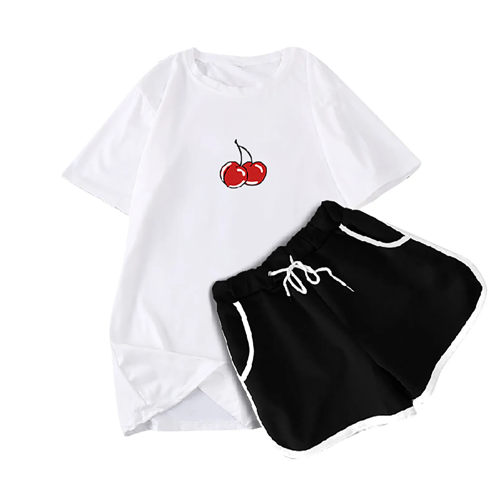 ISHOWTIENDA Women Two Piece Drop Sleeves Set Short Sleeve O-neck Paneled T Shirt Shorts Birthday Outfits For Women Lounge Wear 
ISHOWTIENDA Women Two Piece Drop Sleeves Set Short Sleeve O-neck Paneled T Shirt Shorts Birthday Outfits For Women Lounge Wear