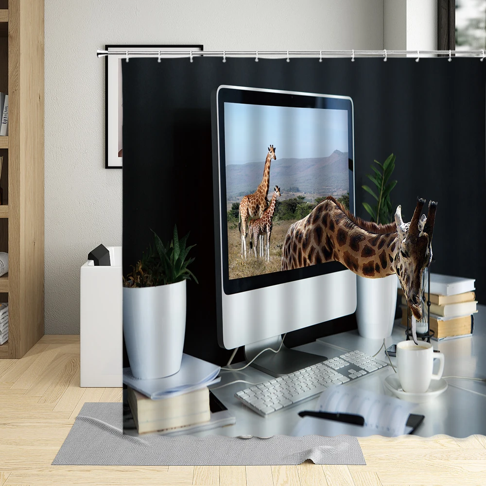 Wild Animal Shower Curtains Giraffe Themed Pattern Print Bathroom Curtains Polyester Fabric Waterproof Bathtub Decor With Hooks
Wild Animal Shower Curtains Giraffe Themed Pattern Print Bathroom Curtains Polyester Fabric Waterproof Bathtub Decor With Hooks