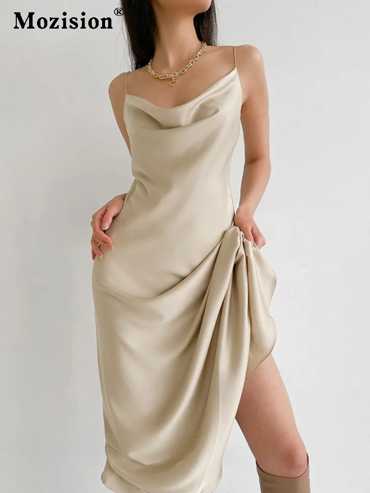Mozision Satin Spaghetti Strap Draped Slit Madi Dress For Women Spring Elegant Outfits Club Party Casual Long Dresses
Mozision Satin Spaghetti Strap Draped Slit Madi Dress For Women Spring Elegant Outfits Club Party Casual Long Dresses