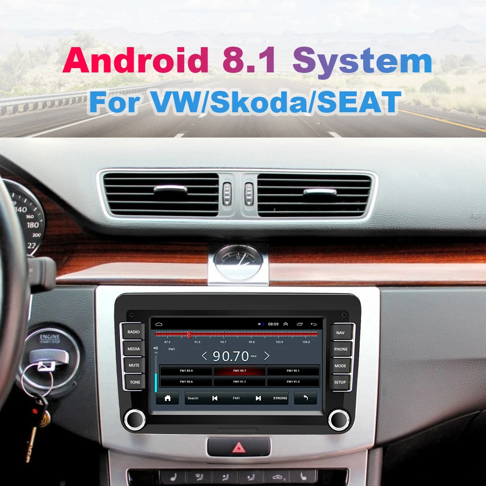 Podofo 2Din GPS автомобильное радио Android 8 1 carplay Wifi для VW/Volkswagen/Golf/Passat/SEAT/Skoda/Polo/Octavia