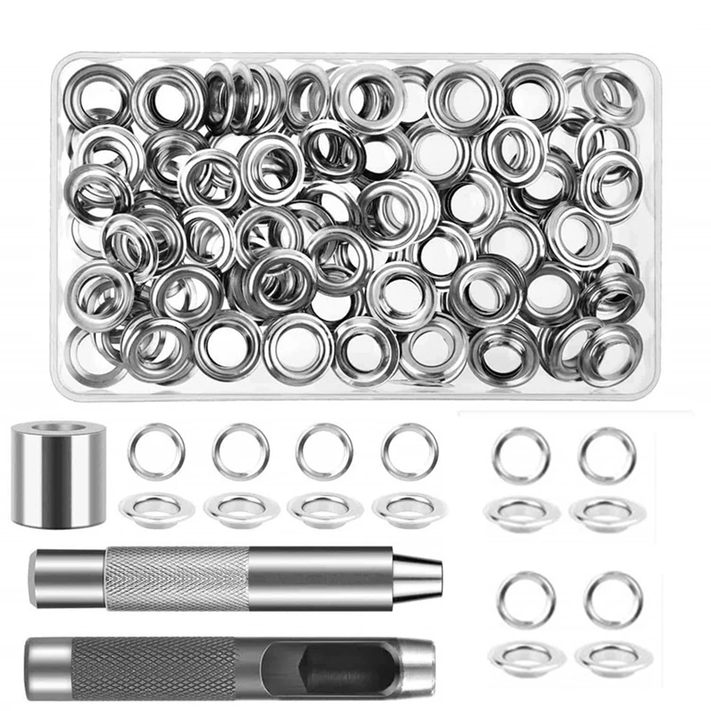 120 Sets Silver 12MM Inner Diameter Garment Eyelets With Installation Tools With Storage Box DIY Tools
120 Sets Silver 12MM Inner Diameter Garment Eyelets With Installation Tools With Storage Box DIY Tools