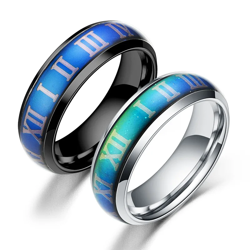 AsJerlya Classic Roman Numerals Rings Change Color With Temperature Black Silver Color 316L Stainless Steel Men Women Rings
AsJerlya Classic Roman Numerals Rings Change Color With Temperature Black Silver Color 316L Stainless Steel Men Women Rings