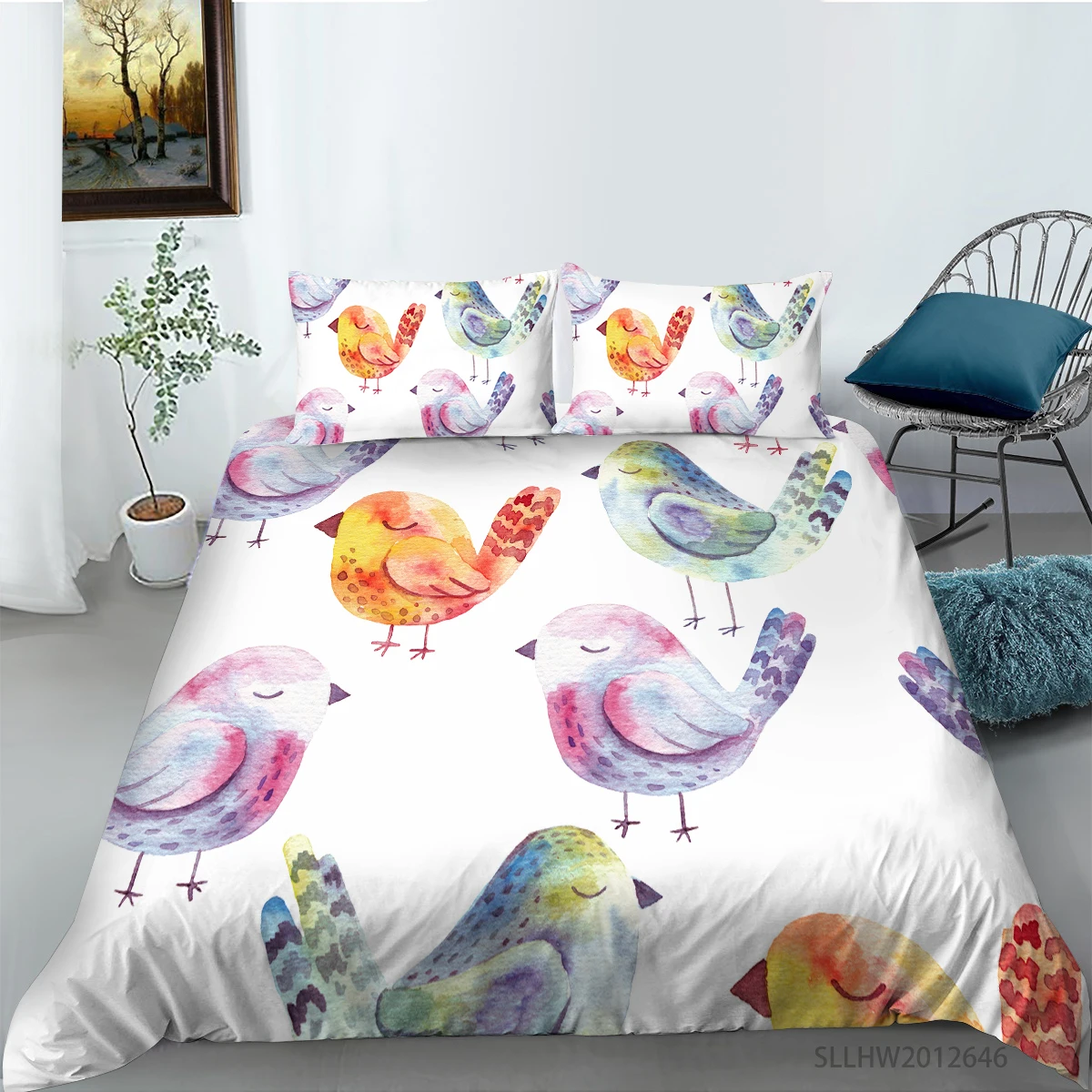 Cartoon Water Color Bird Printing Bedding set Home Textiles Quilt cover with pillowcases Single Queen King sizes 2/3pcs
Cartoon Water Color Bird Printing Bedding set Home Textiles Quilt cover with pillowcases Single Queen King sizes 2/3pcs