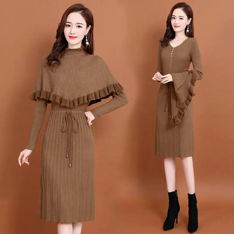 2021 New Women's Fashion Sweaters Pullover and Knitting Dress 2 Piece Sets Autumn Winter Female V-neck Dresses Knitted Suit Q811
2021 New Women's Fashion Sweaters Pullover and Knitting Dress 2 Piece Sets Autumn Winter Female V-neck Dresses Knitted Suit Q811