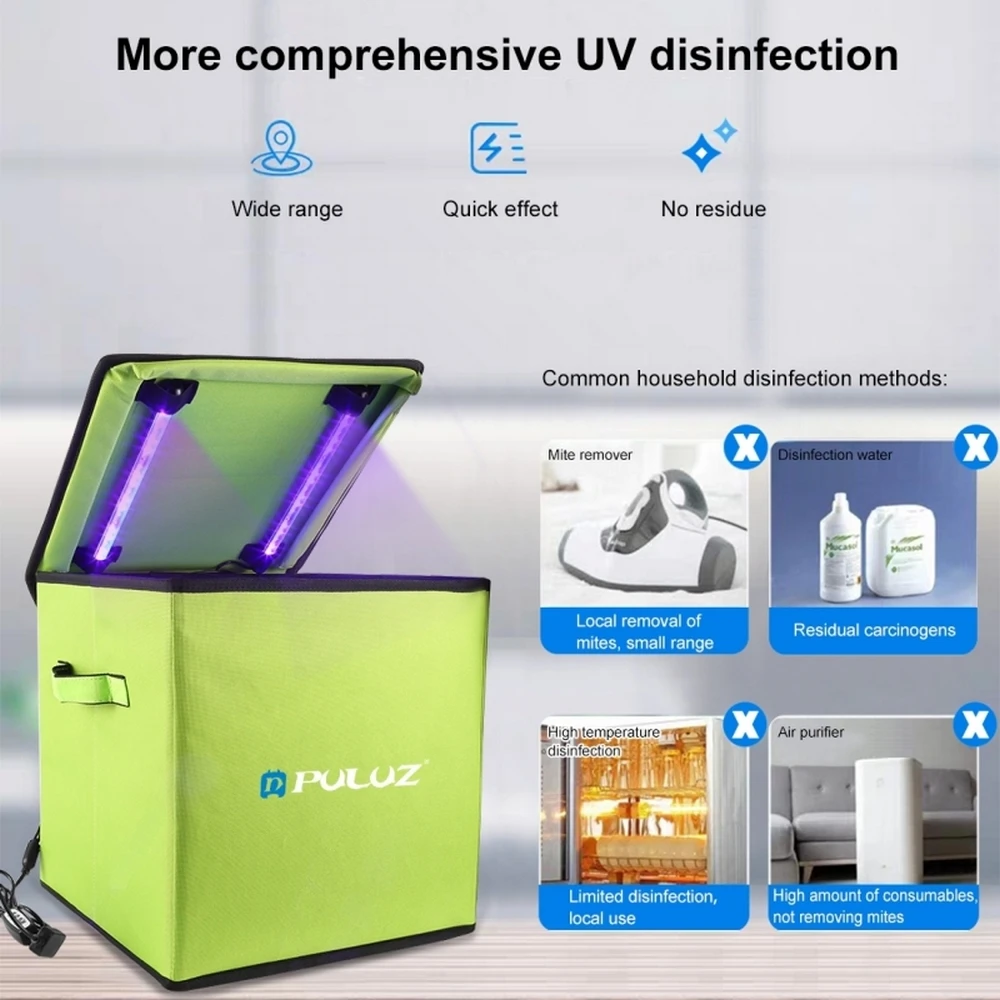 PULUZ 30*30cm 11inch UV Light Germicidal Sterilizer Portable Ultraviolet Sterilization Bag Household Disinfection Tent Box
PULUZ 30*30cm 11inch UV Light Germicidal Sterilizer Portable Ultraviolet Sterilization Bag Household Disinfection Tent Box