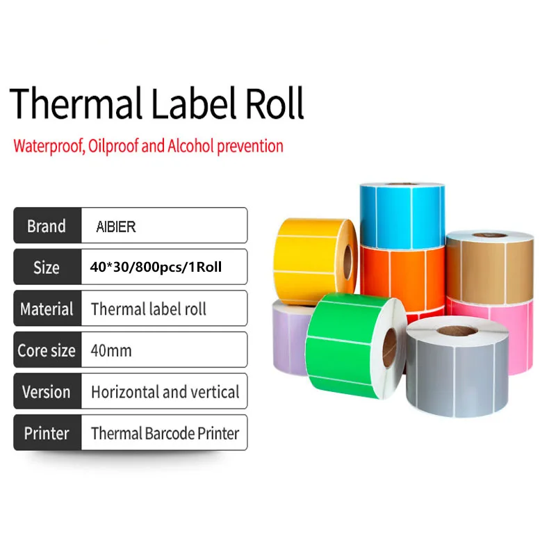 Color Label Paper 2 ROLLS 40*30*800 PCS label barcode paper label sticker thermal paper roll of color labels no ribbon printing
Color Label Paper 2 ROLLS 40*30*800 PCS label barcode paper label sticker thermal paper roll of color labels no ribbon printing