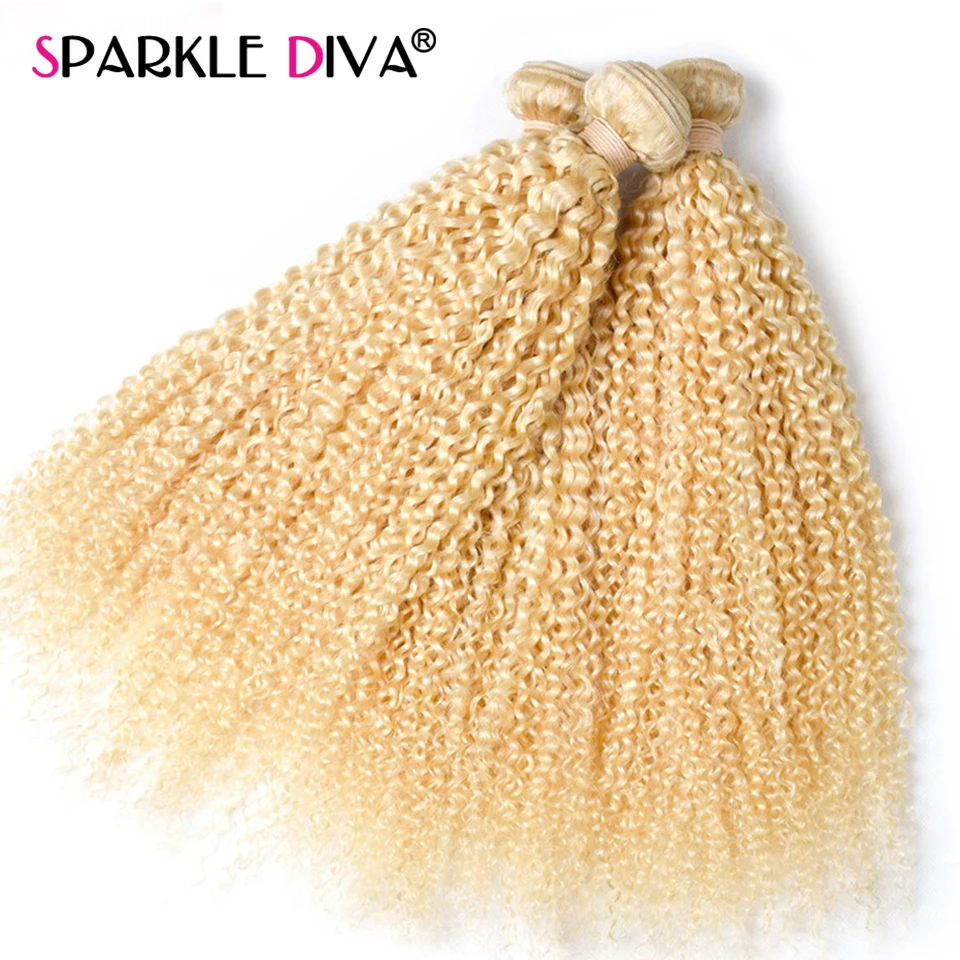 

Kinky Curly Hair Weaves 613 Blonde Human Hair Bundles 1/3/4 Brazilian Remy Hair Extension 30 32 Inch Honey Blonde Bundles Deal
