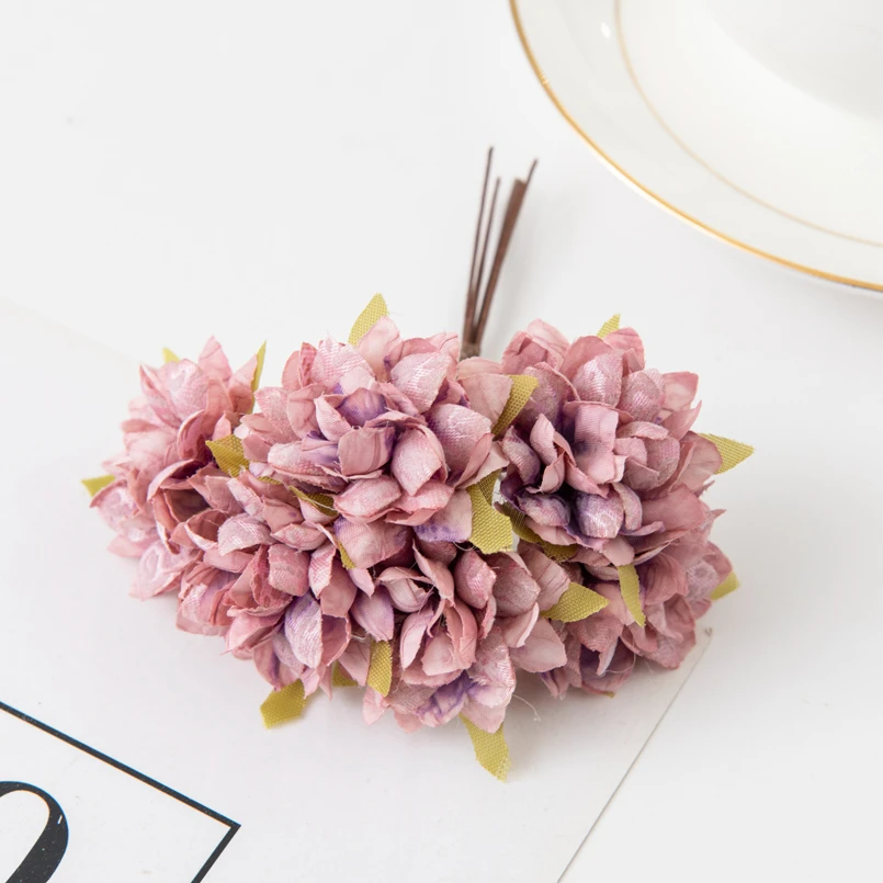 6 шт. искусственные цветы шелковые гвоздики мини-букет свадебные венки на день Святого Валентина для украшения дома Скрапбукинг свадебные аксессуары