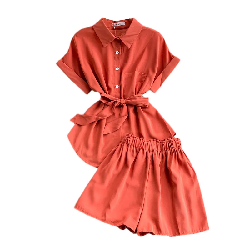 Kimutomo Women Sets 2021 New Vintage Elastic High Waist Wide Leg Shorts Solid Slim Waist Lace Up Short Sleeve Shirt Casual 
Kimutomo Women Sets 2021 New Vintage Elastic High Waist Wide Leg Shorts Solid Slim Waist Lace Up Short Sleeve Shirt Casual