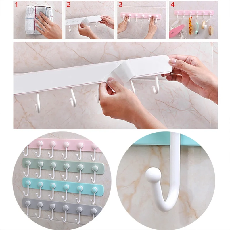 Punch-free Hooks Strong Adhesive 6-hooks Kitchen Wall Hanging Creative Bathroom No Trace Seamless Rack Hanger Hook Shelves
Punch-free Hooks Strong Adhesive 6-hooks Kitchen Wall Hanging Creative Bathroom No Trace Seamless Rack Hanger Hook Shelves