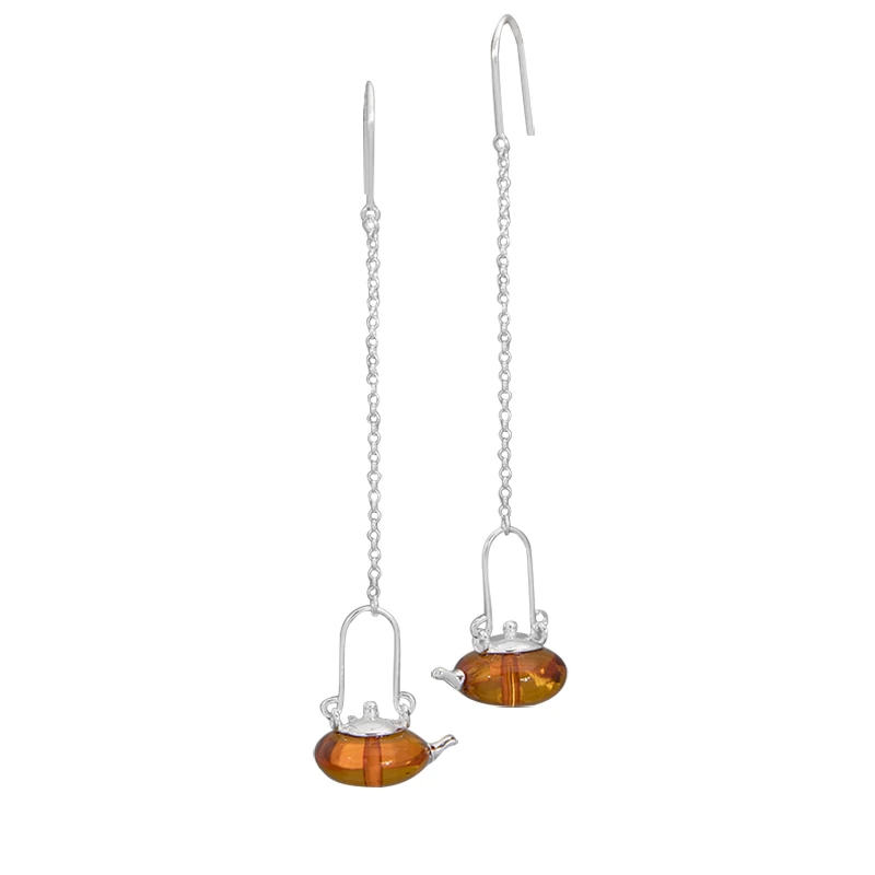 Fanling original design eat tea go amber teapot Earrings New Chinese literature Retro Tea Culture S925 Silver
Fanling original design eat tea go amber teapot Earrings New Chinese literature Retro Tea Culture S925 Silver